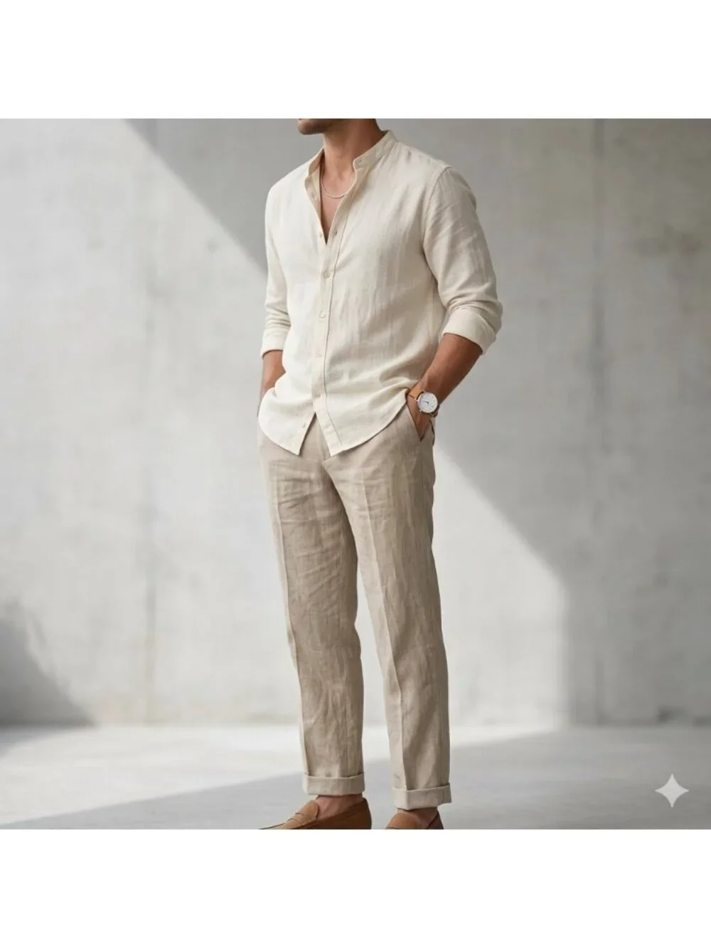 Calvin Klein Linen Pants Men 38 Regular Oatmeal Gray Straight Coastal Cruisewear